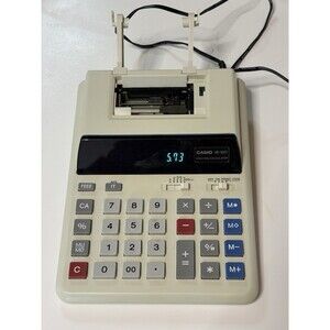 Vintage Casio Desktop Printing Calculator HR-100T w/ Power AC Adaptor Tested